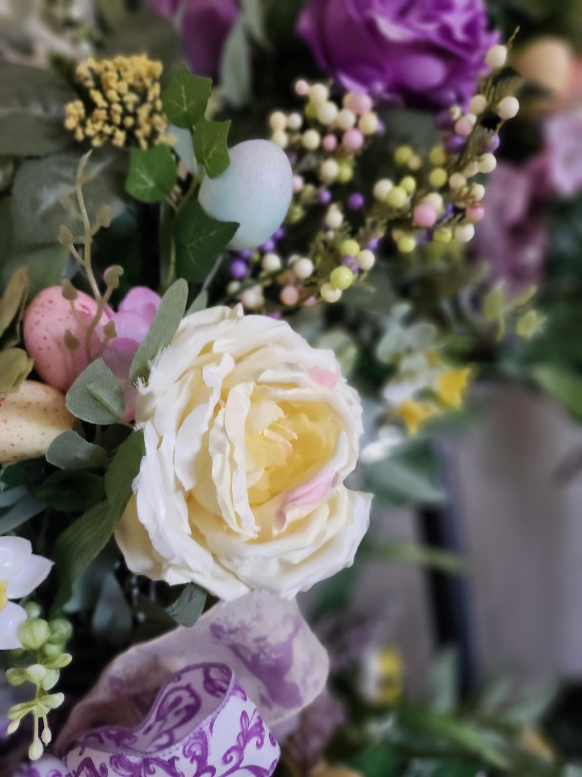 Lavender Rose Easter Wreath – English Garden Front Door Decor