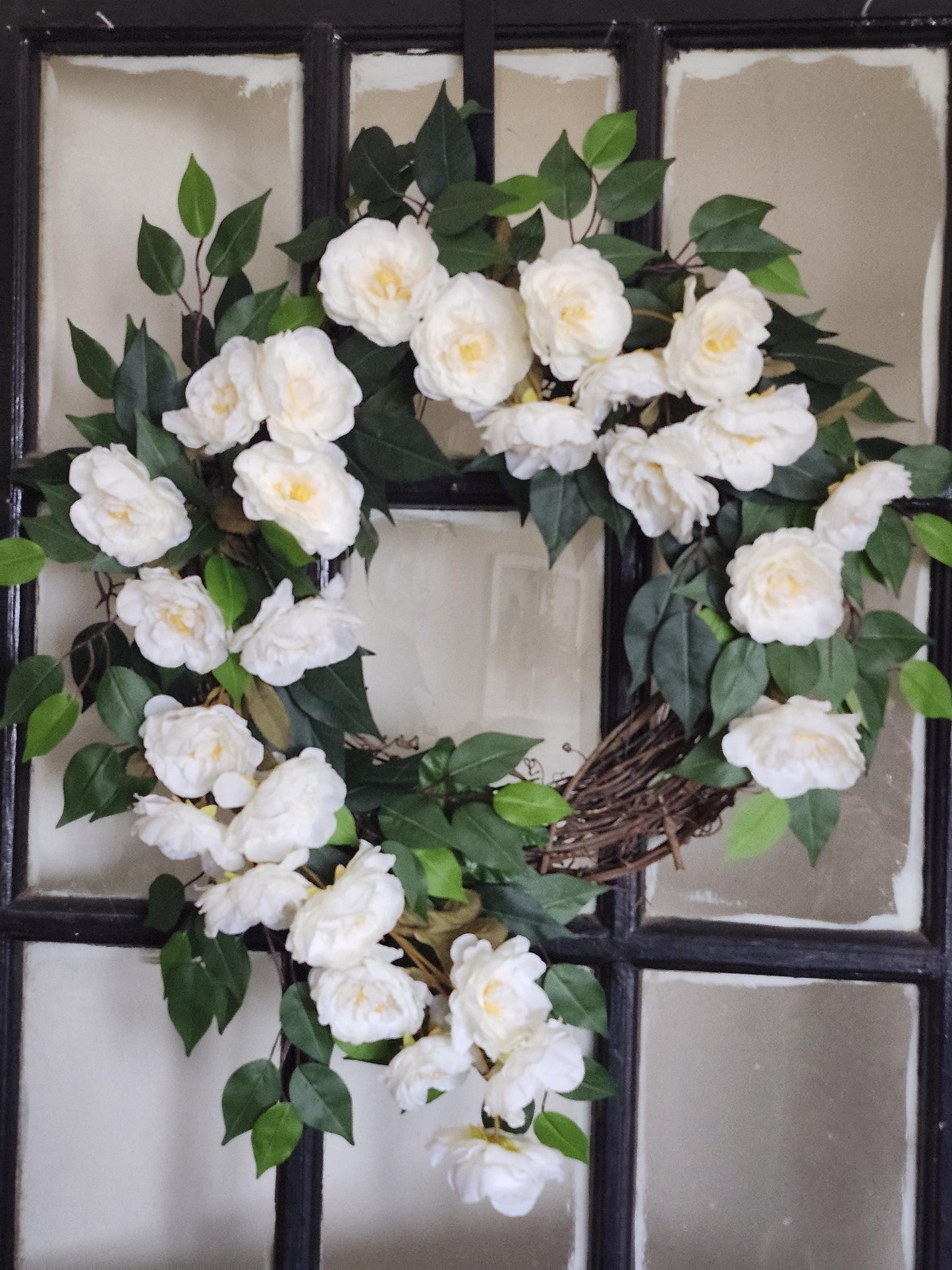 Isabella..White Cascade Wreath  Elegant Everyday Front Door Wreath  Farmhouse Grapevine Floral Wreath | Wedding Porch Decor | Moss & Manor