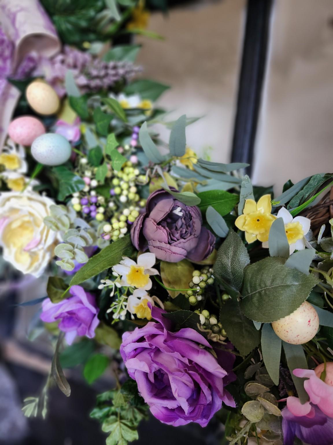 Lavender Rose Easter Wreath – English Garden Front Door Decor