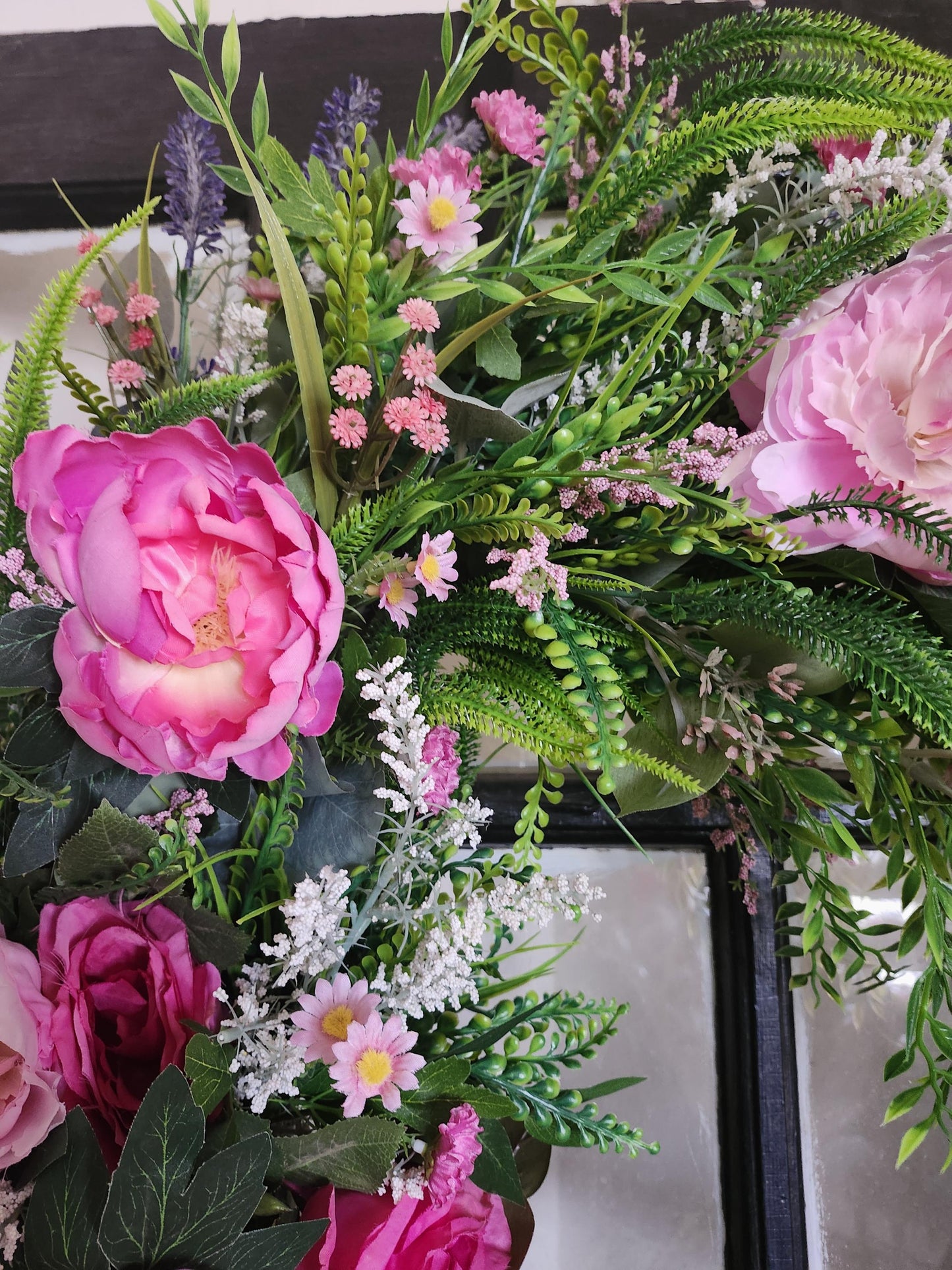 Blush  Garden Estate Crescent Wreath | Romantic Pink and Purple Floral Door Decor | Moss & Manor Handmade