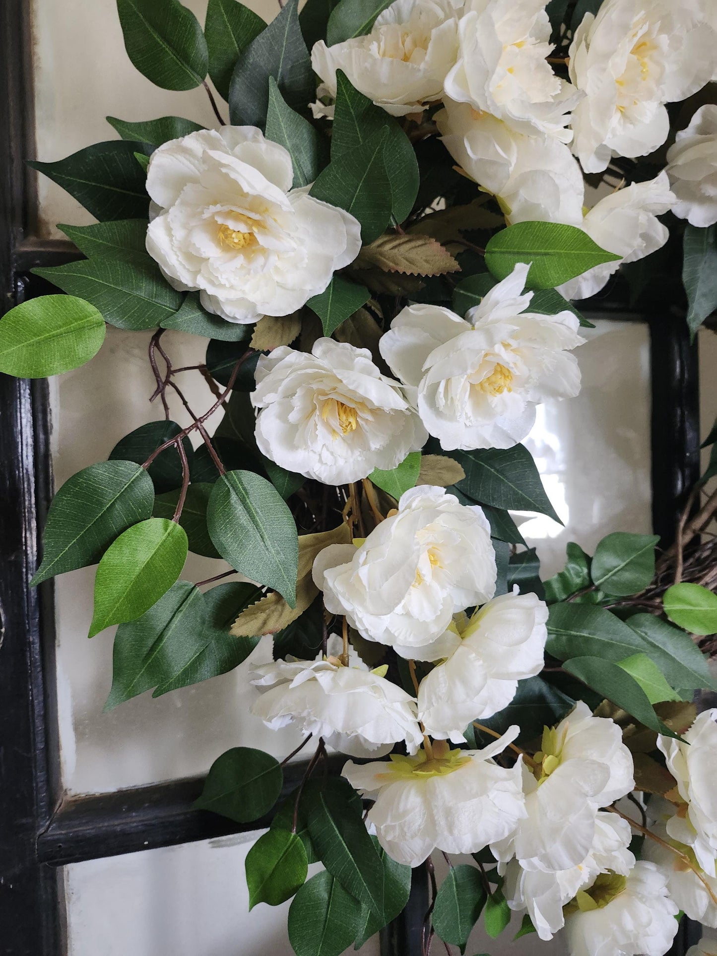Isabella..White Cascade Wreath  Elegant Everyday Front Door Wreath  Farmhouse Grapevine Floral Wreath | Wedding Porch Decor | Moss & Manor