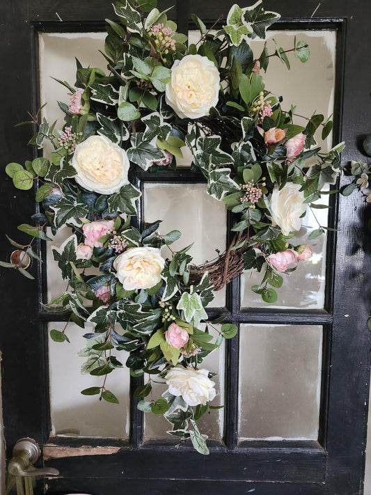 English Cottage Ivy Cascade Wreath – “The Sophie” Romantic Garden, Front Door Wreath,Cottage Core,Farmhouse,Summer Wedding