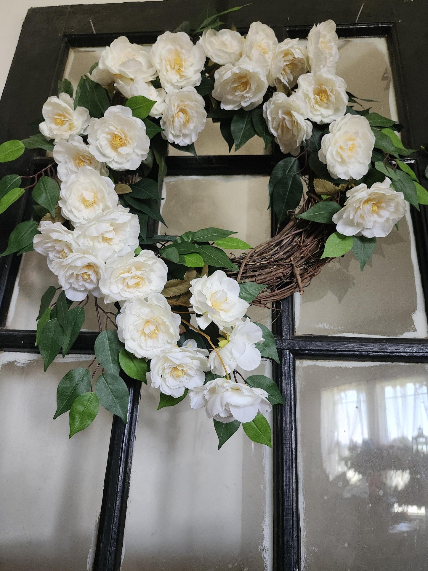 Isabella..White Cascade Wreath  Elegant Everyday Front Door Wreath  Farmhouse Grapevine Floral Wreath | Wedding Porch Decor | Moss & Manor