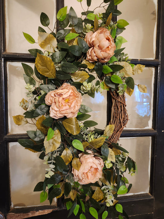 Romantic Blush Peony Garden Wreath