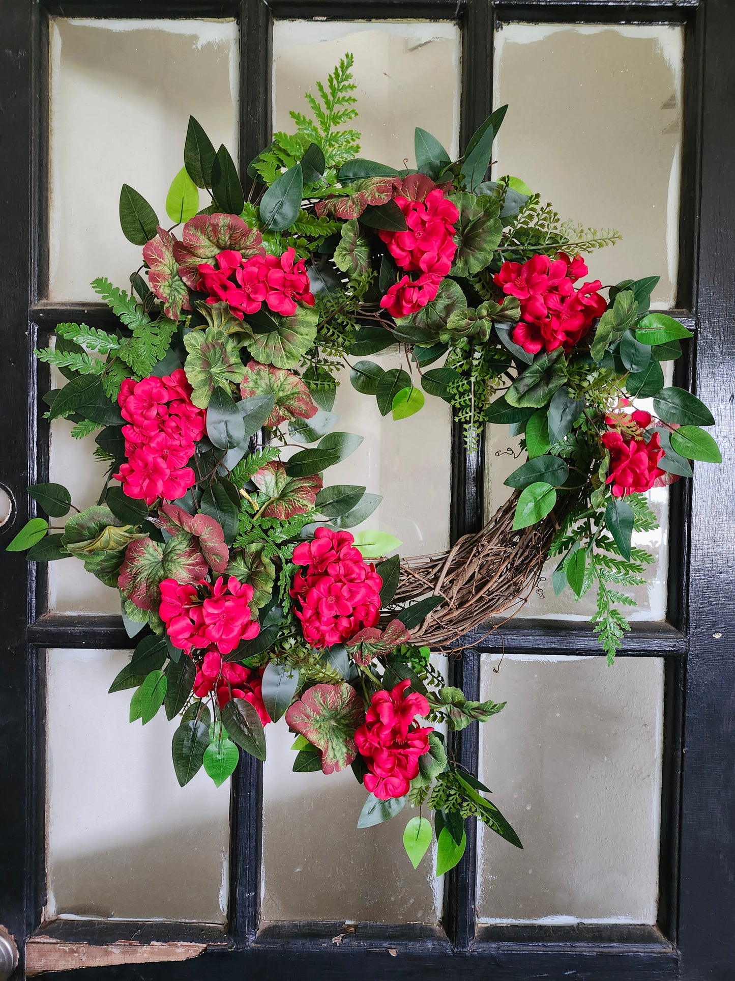 Romantic Red Geranium Garden Wreath