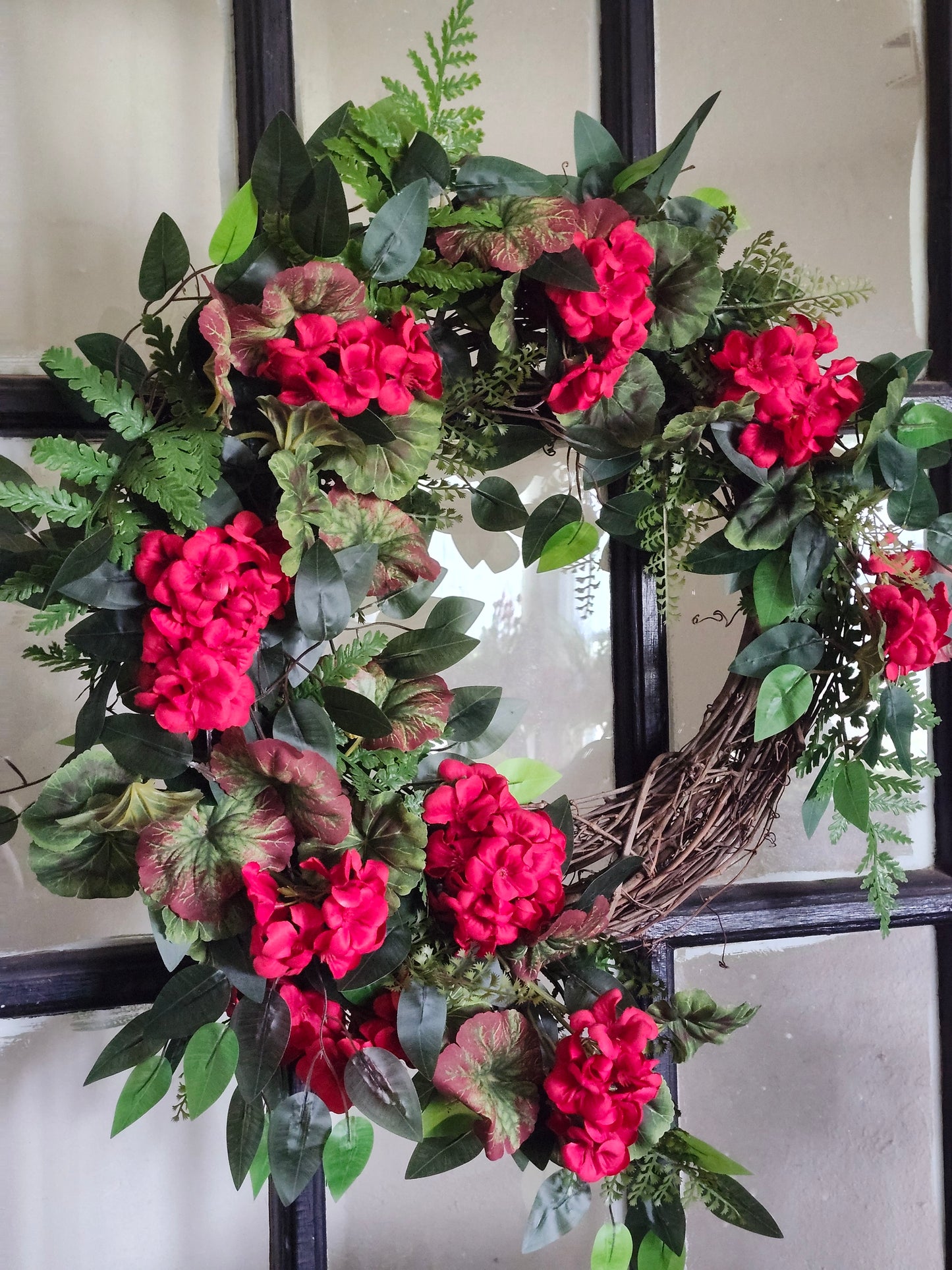 Romantic Red Geranium Garden Wreath