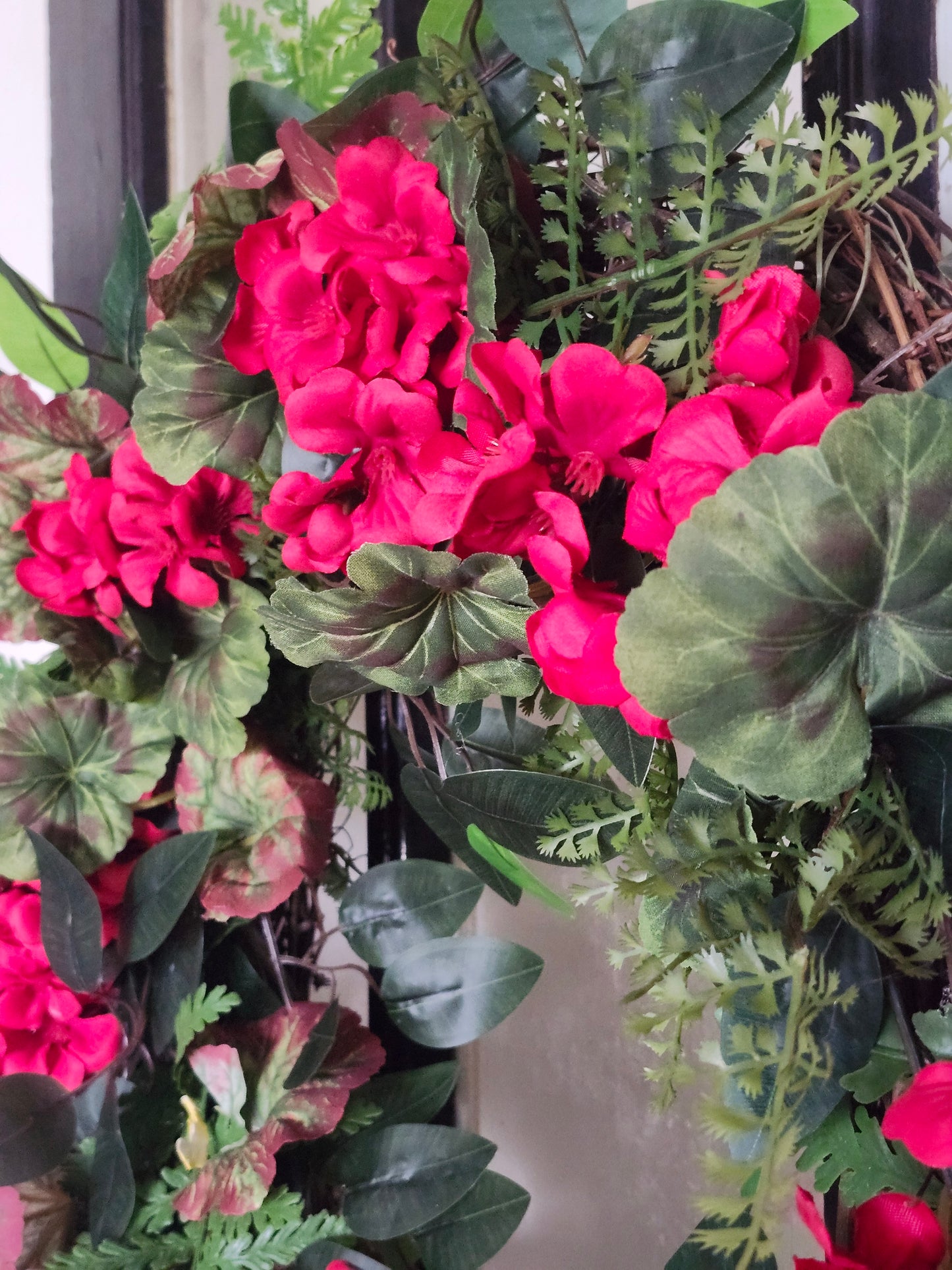 Romantic Red Geranium Garden Wreath