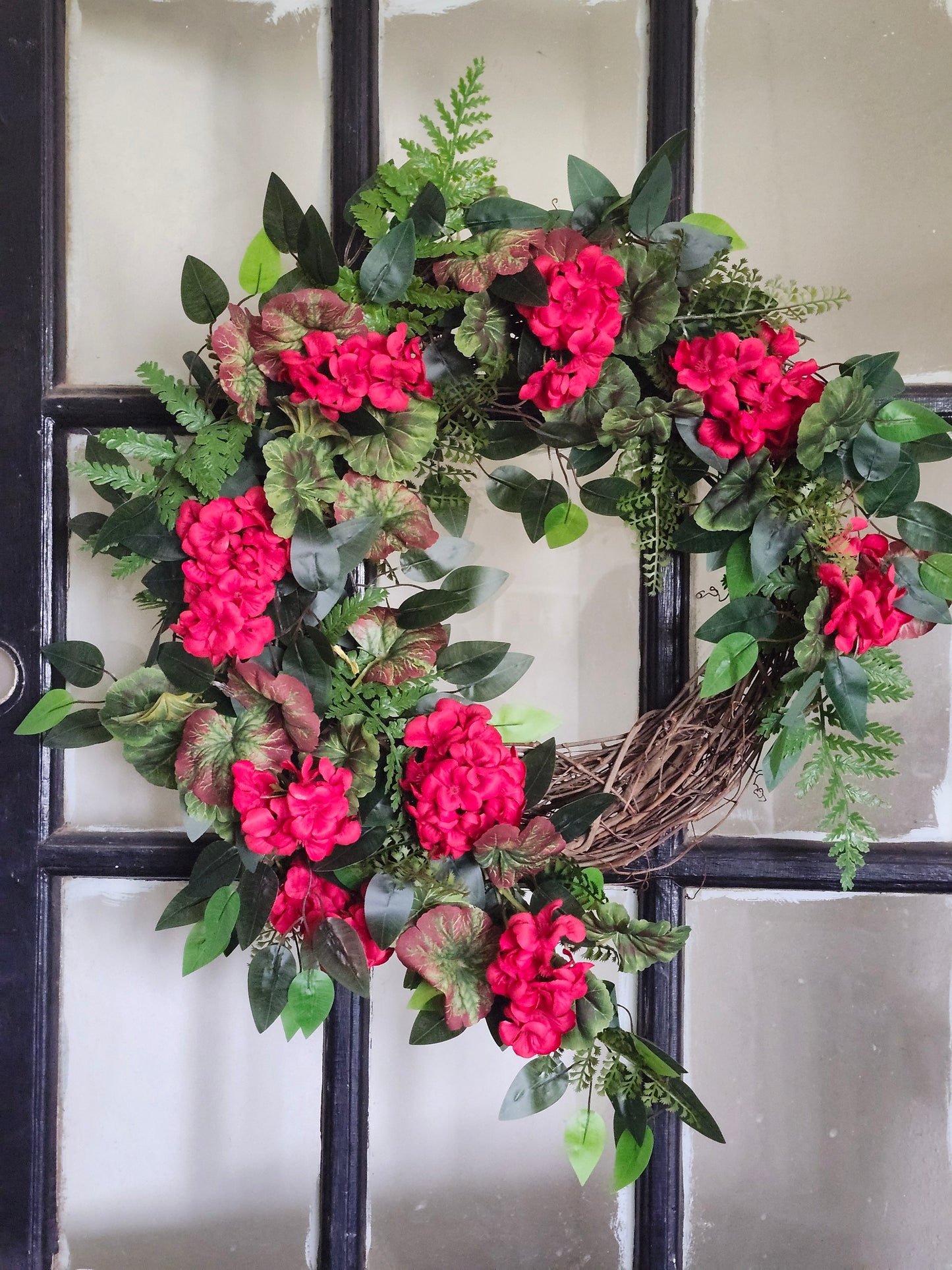Romantic Red Geranium Garden Wreath